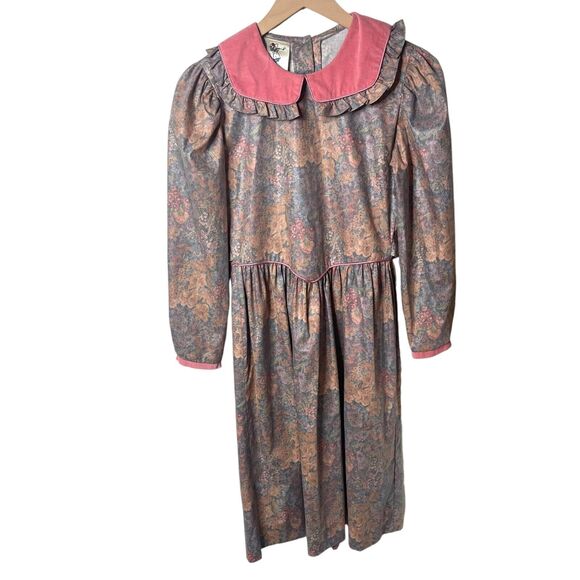 Tess Originals Vintage Prairie Dress Floral Puff Sleeve Peter Pan Collar Size 14 - Picture 1 of 12